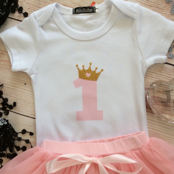 Boutique Baby Girl 2pc 1st Birthday Outfit - Picture 2 of 4